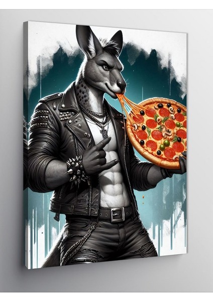 Kanvas Tablo Pizza Tutan Kanguru