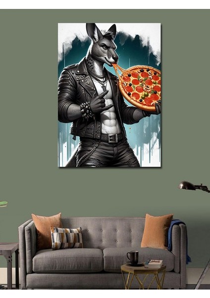 Kanvas Tablo Pizza Tutan Kanguru modelleri