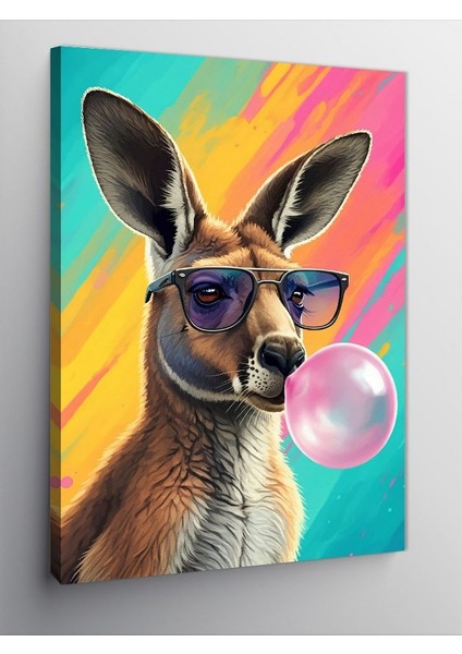 Kanvas Tablo Sakız Çiğneyen Kanguru