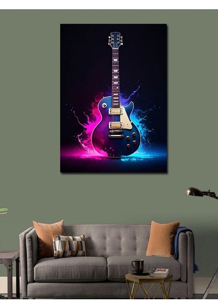 Kanvas Tablo Renkli Elektrik Gitarı