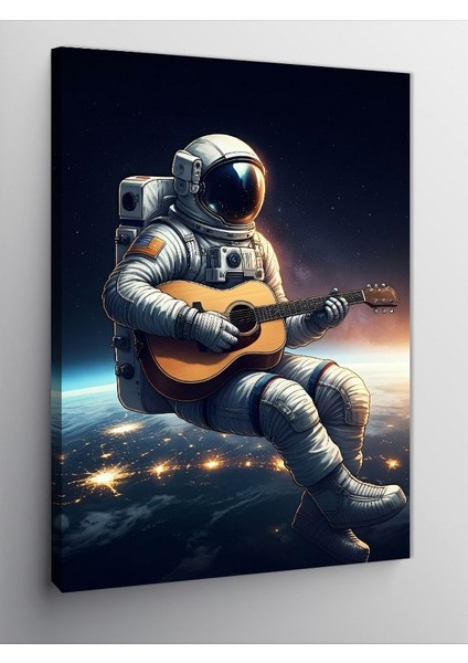 Kanvas Tablo Uzayda Gitar Çalan Astronot