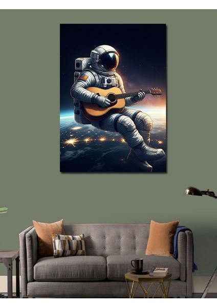 Kanvas Tablo Uzayda Gitar Çalan Astronot modelleri