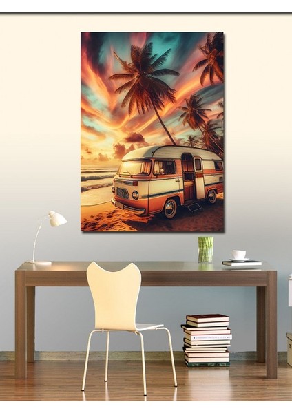 Kanvas Tablo Sahilde Kampçı Karavan fiyatları