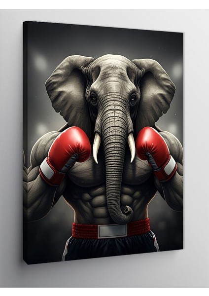 Kanvas Tablo Boks Eldiveni Takmış Fil