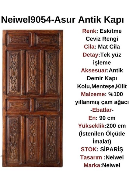 Asur Ahşap Oyma Kapı