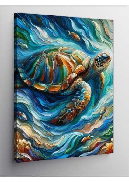 Kanvas Tablo Dalgalarla Kaplı Deniz Kaplumbağası