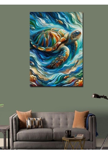 Kanvas Tablo Dalgalarla Kaplı Deniz Kaplumbağası modelleri