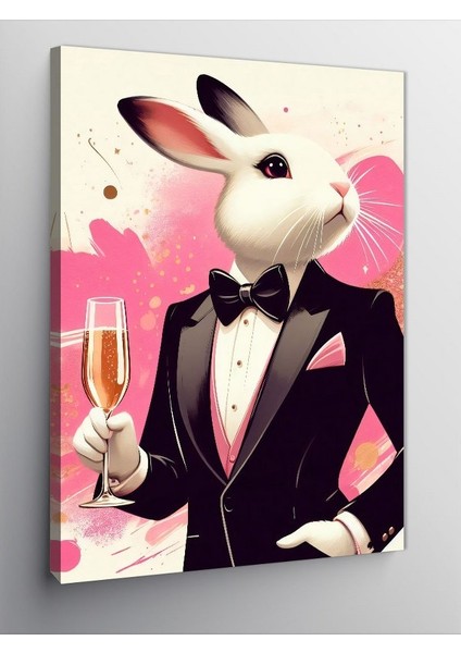 Kanvas Tablo Tuxedo Giyen Tavşan