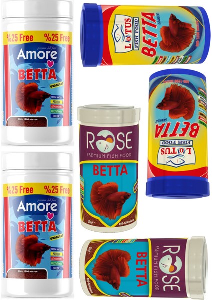 Betta Granules 2 x 125 ml Rose 2 x 100 ml Lotus 2 x 100 ml Beta Balığı Yemi Toptan Fish Food