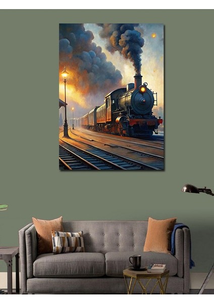 Kanvas Tablo Buharlı Tren Manzarası modelleri