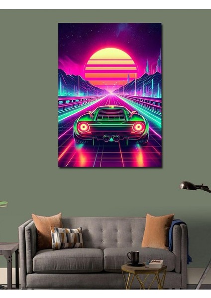 Kanvas Tablo Neon Gece Yarışı modelleri
