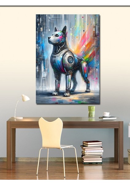Kanvas Tablo Renkli Robot Köpek
