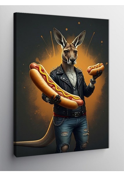 Kanvas Tablo Hotdog Tutan Kanguru