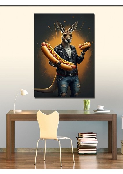 Kanvas Tablo Hotdog Tutan Kanguru fiyatları