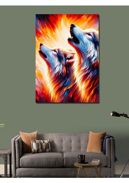 Kanvas Tablo Birlikte Uluyan Kurtlar modelleri