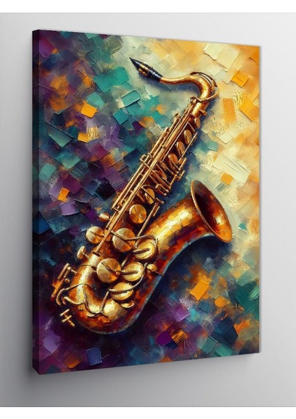 Kanvas Tablo Altın Saksafon