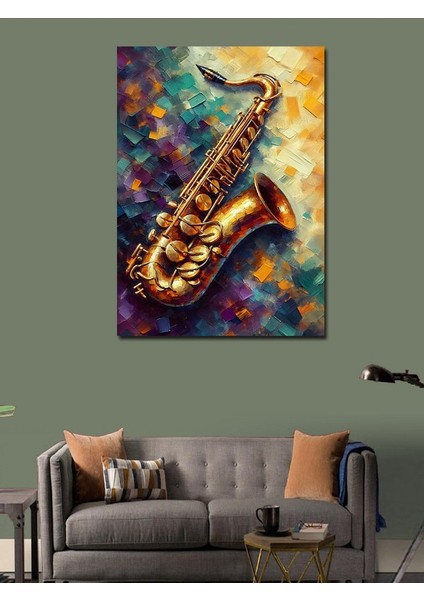 Kanvas Tablo Altın Saksafon modelleri