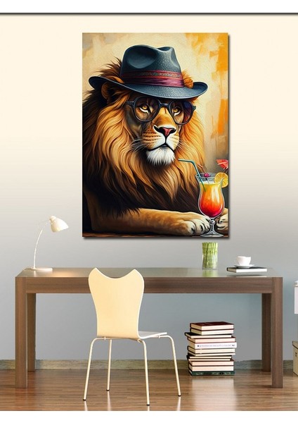 Kanvas Tablo Şapkalı Aslan ve Içecek fiyatları
