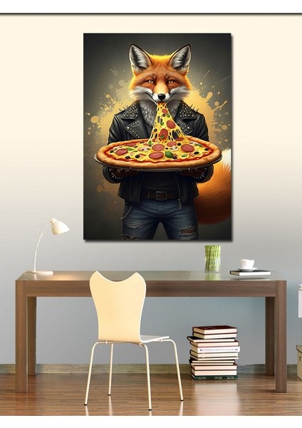 Kanvas Tablo Pizza Yiyen Tilki