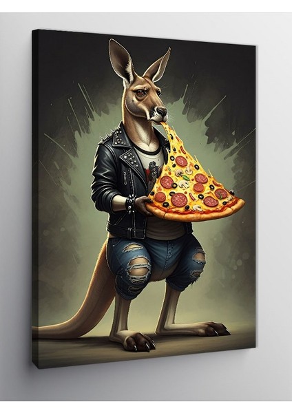 Kanvas Tablo Pizza Tutan Kanguru