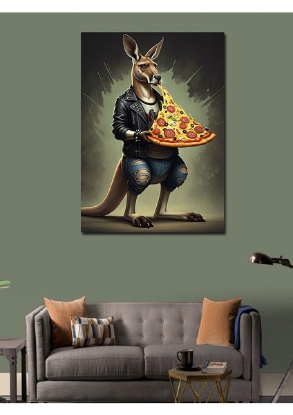 Kanvas Tablo Pizza Tutan Kanguru modelleri