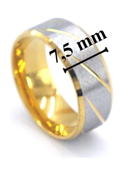 Çelik Alyans Yüzük Altın Kaplama Çift Renkli YZK-297 modelleri