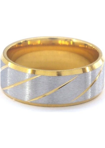 Çelik Alyans Yüzük Altın Kaplama Çift Renkli YZK-297 fırsatları