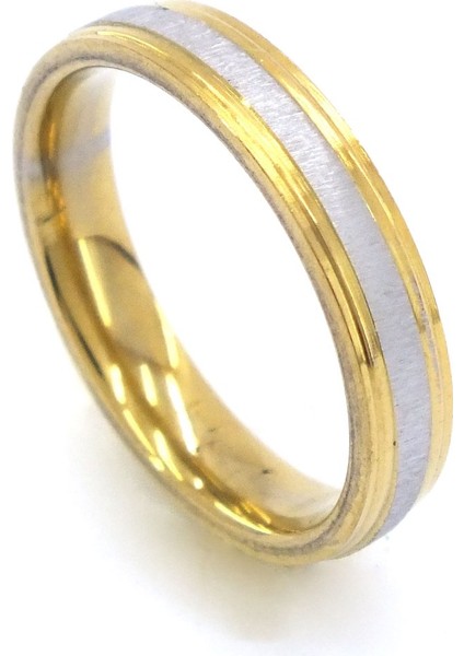 Çelik Yüzük Alyans Altın Kaplama YZK-224