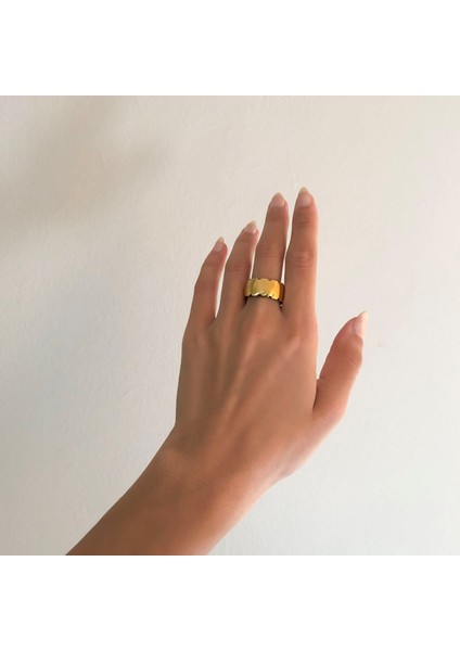 Çelik Alyans Yüzük Altın Kaplama Çentikli Bombeli YZK-376 fiyatları