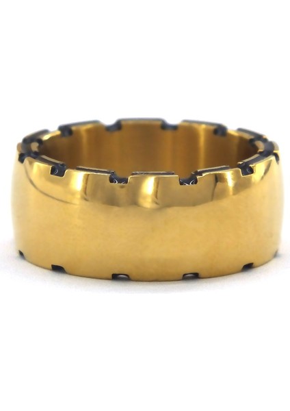 Çelik Alyans Yüzük Altın Kaplama Çentikli Bombeli YZK-376 modelleri