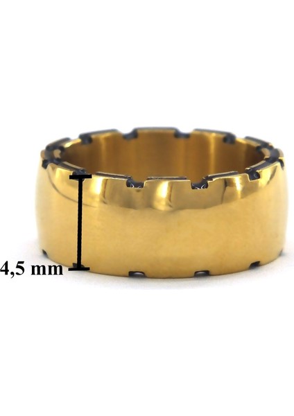 Çelik Alyans Yüzük Altın Kaplama Çentikli Bombeli YZK-376 fırsatları