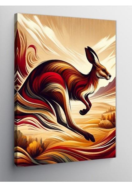 Kanvas Tablo Koşan Kırmızı Kanguru