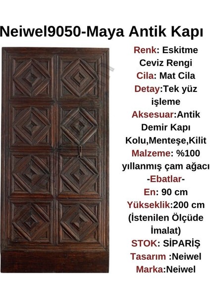 Maya Antik Ahşap Kapı