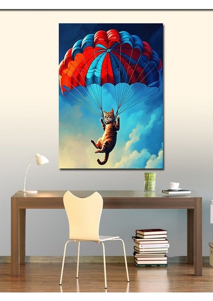 Kanvas Tablo Paraşütle Atlayan Kedi fiyatları