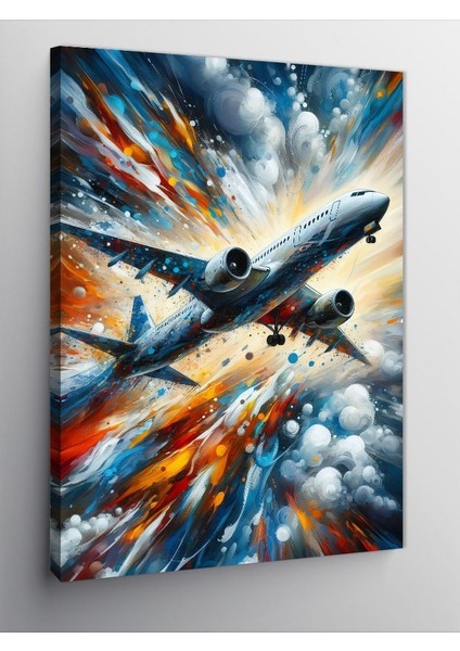 Kanvas Tablo Patlayan Jet Uçağı