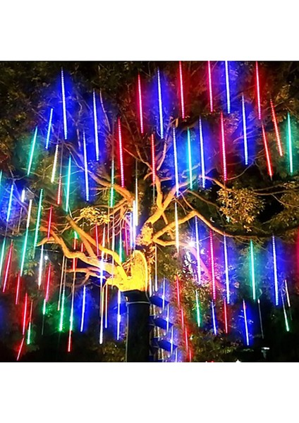 Rgb Güneş Enerjili 8tüplü Bahçe-Noel Ağacı-Yılbaşı Dekor Süsleme Peri Meteor Işıkları Dış Mekan LED