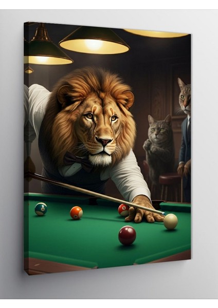 Kanvas Tablo Bilardo Oynayan Aslan