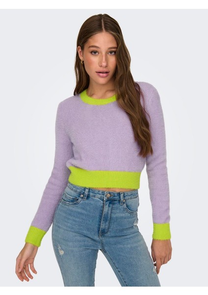 Onlpıumo L/s Contrast Pull cc Knt Kadın Crop Kazak