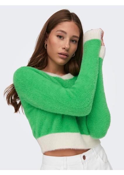 Onlpıumo L/s Contrast Pull cc Knt Kadın Crop Kazak