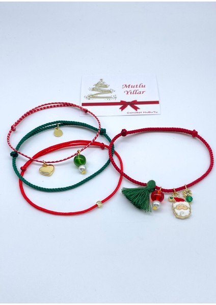 4’lü Hediyelik Yılbaşı Figürlü Marteniçkalı Dilek Şans Bileklik Seti fiyatları