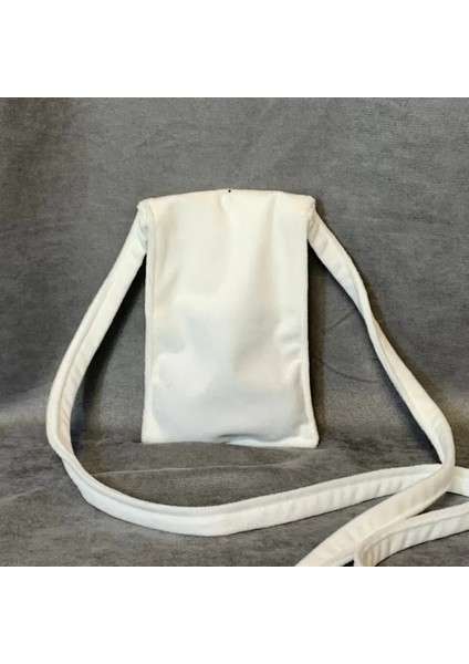 El Yapımı Işlemeli Baby Kumaş Telefon Çantası - Beyaz fiyatları