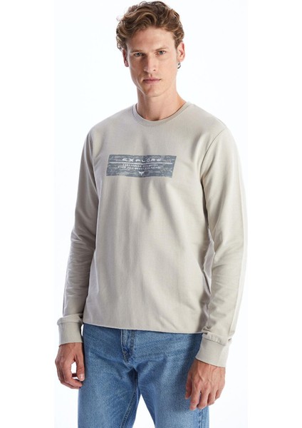 Lcwaıkıkı Classic Bisiklet Yaka Uzun Kollu Baskılı Erkek Sweatshirt