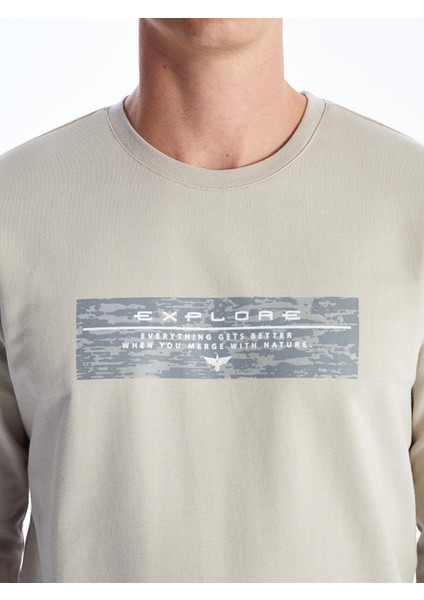 Lcwaıkıkı Classic Bisiklet Yaka Uzun Kollu Baskılı Erkek Sweatshirt modelleri
