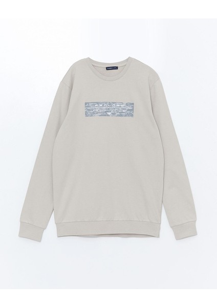 Lcwaıkıkı Classic Bisiklet Yaka Uzun Kollu Baskılı Erkek Sweatshirt indirimleri