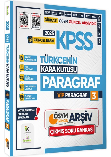 2025 KPSS Kara Kutu Türkçe Paragraf 3’lü Altın Set Çıkmış Soru Bankası