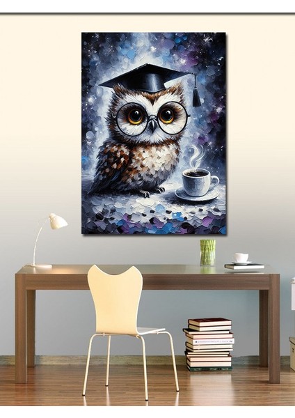 Kanvas Tablo Mezuniyet Kepi Takmış Baykuş fiyatları