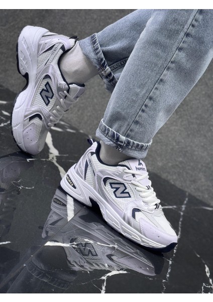 Kadın HMR053 Bağcıklı Ortopedik Spor Sneaker Ayakkabı Beyaz- Lacivert modelleri