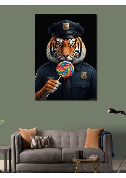 Kanvas Tablo Lolipoplu Polis Kaplan modelleri