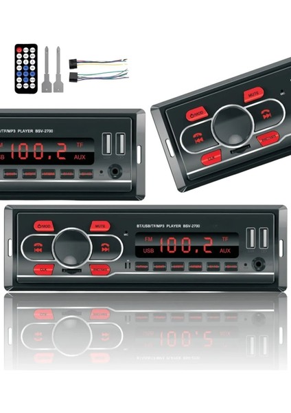 101 4X50 Bluetooth Oto Teyip Araba Teyibi Bluetooth USB Sd Iso Söket Teyp