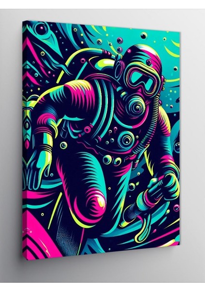 Kanvas Tablo Neon Astronot